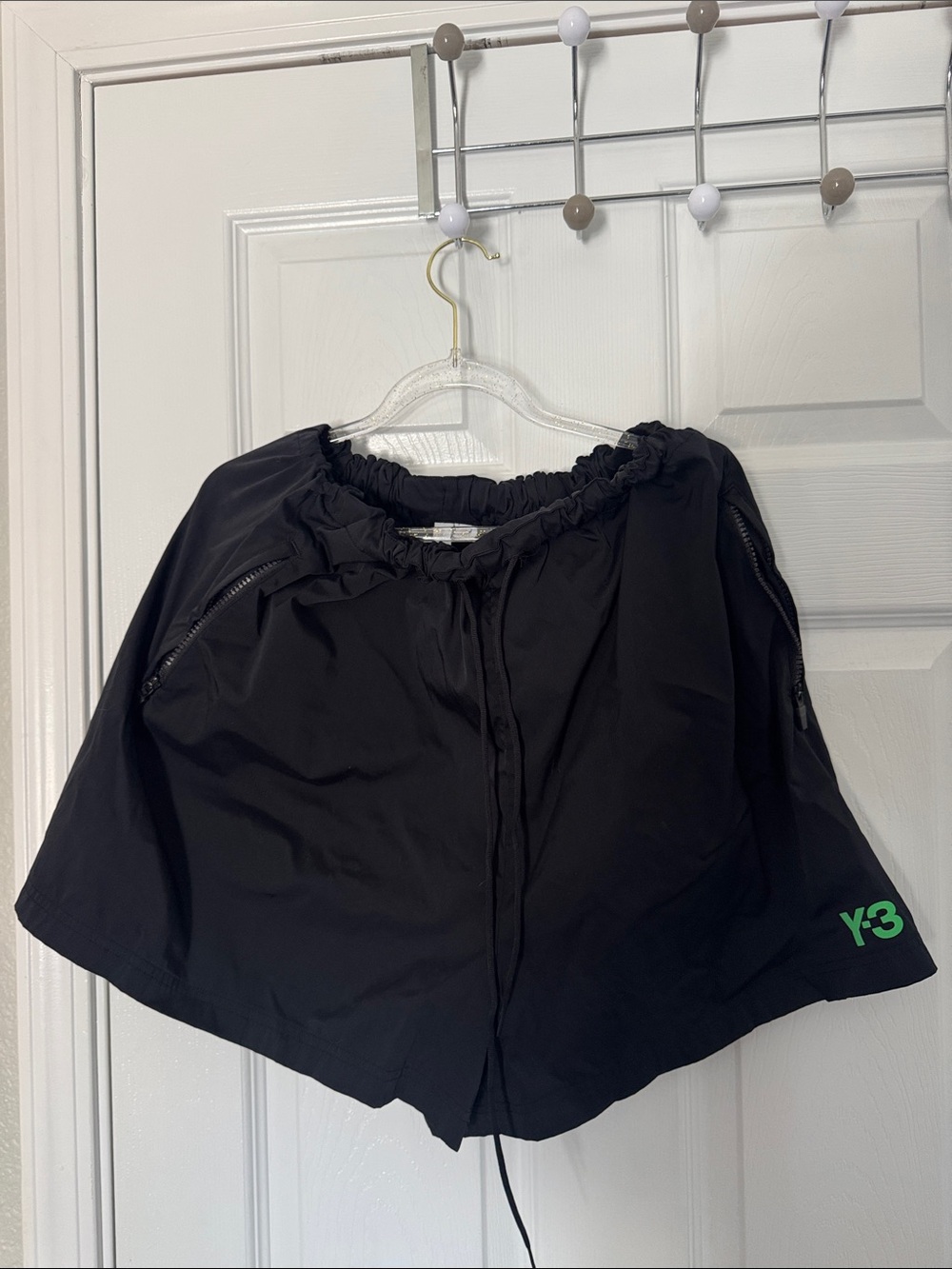 Y-3 adidas Black Shorts with Neon Green Logo